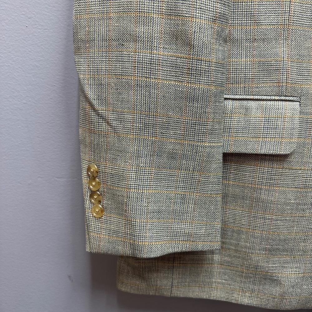 Vintage Southwick Mens Sport Coat 44R Plaid Silk Linen Wool Blend NWT - Picture 9 of 13